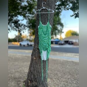 Liz & Sara Swirl Abstract Y2K Print Green Dress